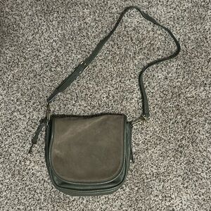 Fossil Crossbody Purse - Olive Green - Suede& Leather